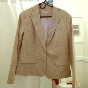 Calvin Klein Tailored Jacket - Tan Pinstripe 12